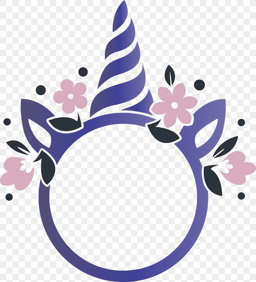 Unicorn Frame, PNG, 2714x3000px, Unicorn Frame, Circle, Hair Accessory, Plant, Purple Download Free