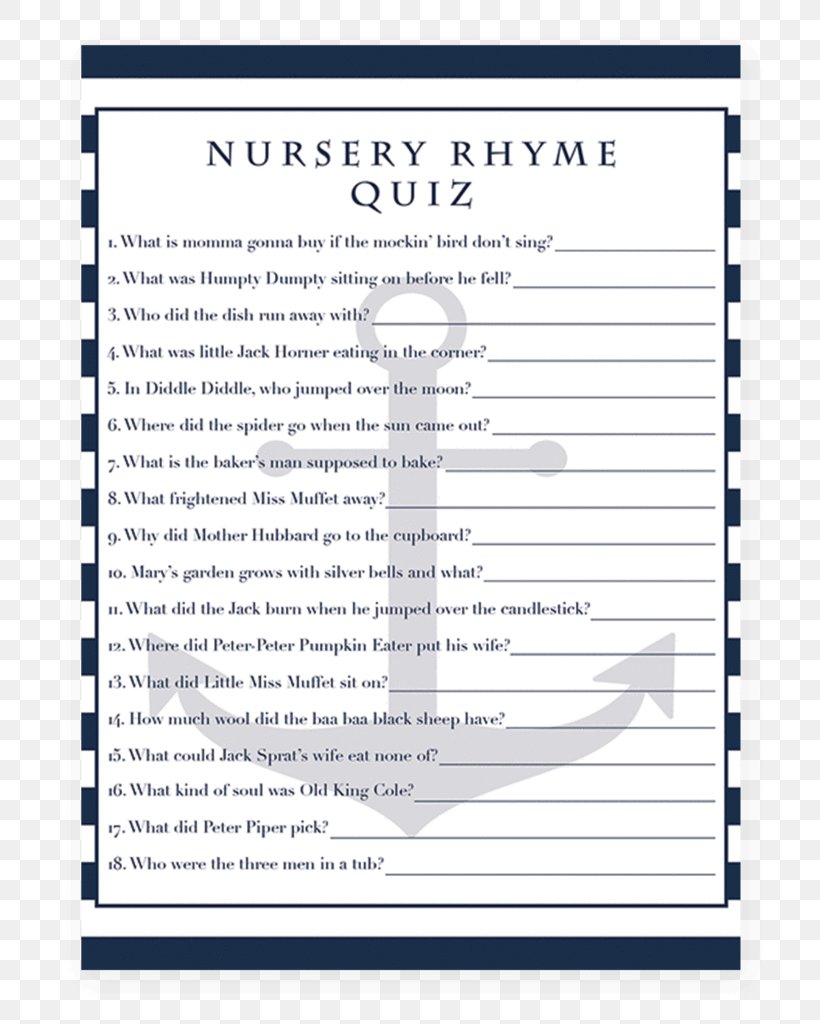 Quiz Nursery Rhyme Game Baby Shower, PNG, 819x1024px, Quiz, Area, Baby Shower, Bridal Shower, Diaper Download Free