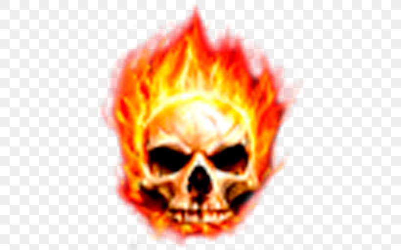 Skull Desktop Wallpaper Fire Flame Live Wallpaper, PNG, 512x512px, Skull, Android, Bone, Face, Fire Download Free