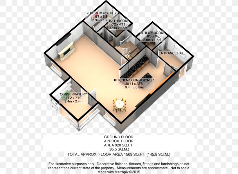 3d Floor Plan Open Plan House Png 521x600px 3d Floor Plan