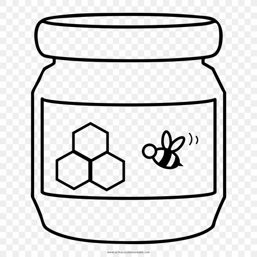 Coloring Book Drawing Honey Peanut Butter Jar, PNG, 1000x1000px, Coloring Book, Area, Bee, Black And White, Child Download Free