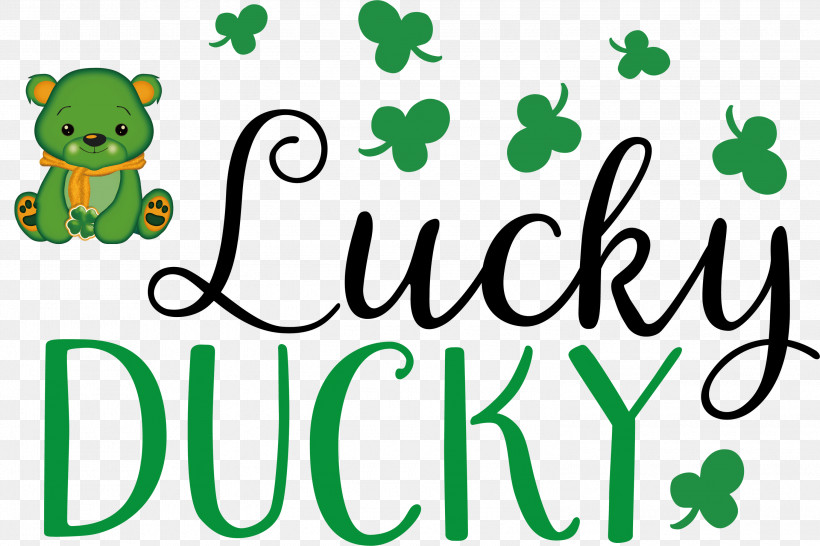 Lucky Ducky Patricks Day Saint Patrick, PNG, 3000x1998px, Patricks Day, Cartoon, Happiness, Leaf, Logo Download Free