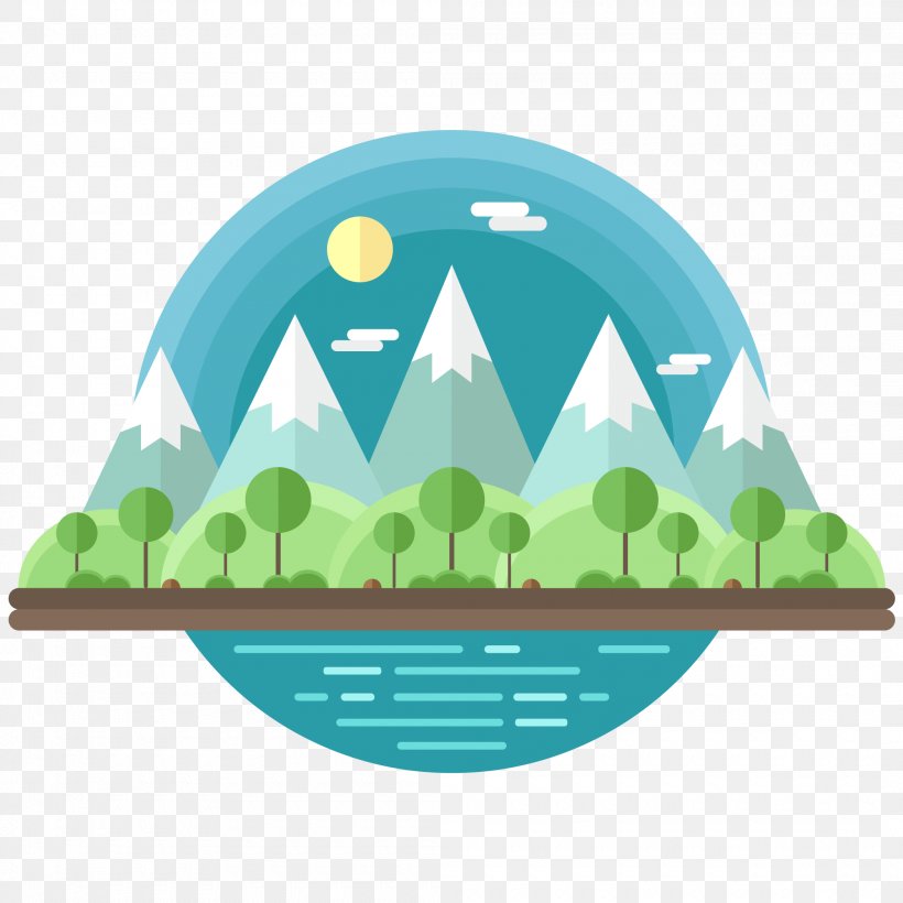 Vector Mountain And Trees, PNG, 2100x2100px, Mountain, Aqua, Earth Day, Flat Design, Grass Download Free