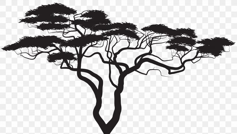 Silhouette Tree Royalty-free Clip Art, PNG, 8000x4532px, Tree, Black And White, Branch, Drawing, Illustration Download Free