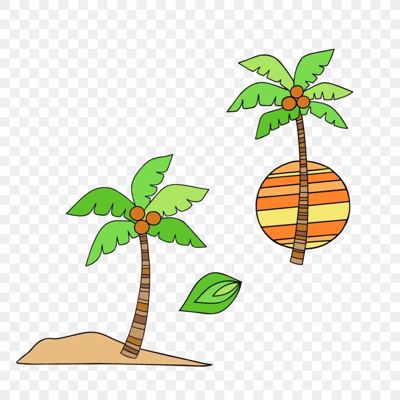 Coconut Adobe Illustrator Clip Art, PNG, 1000x1000px, Coconut, Beach, Branch, Fruit, Green Download Free