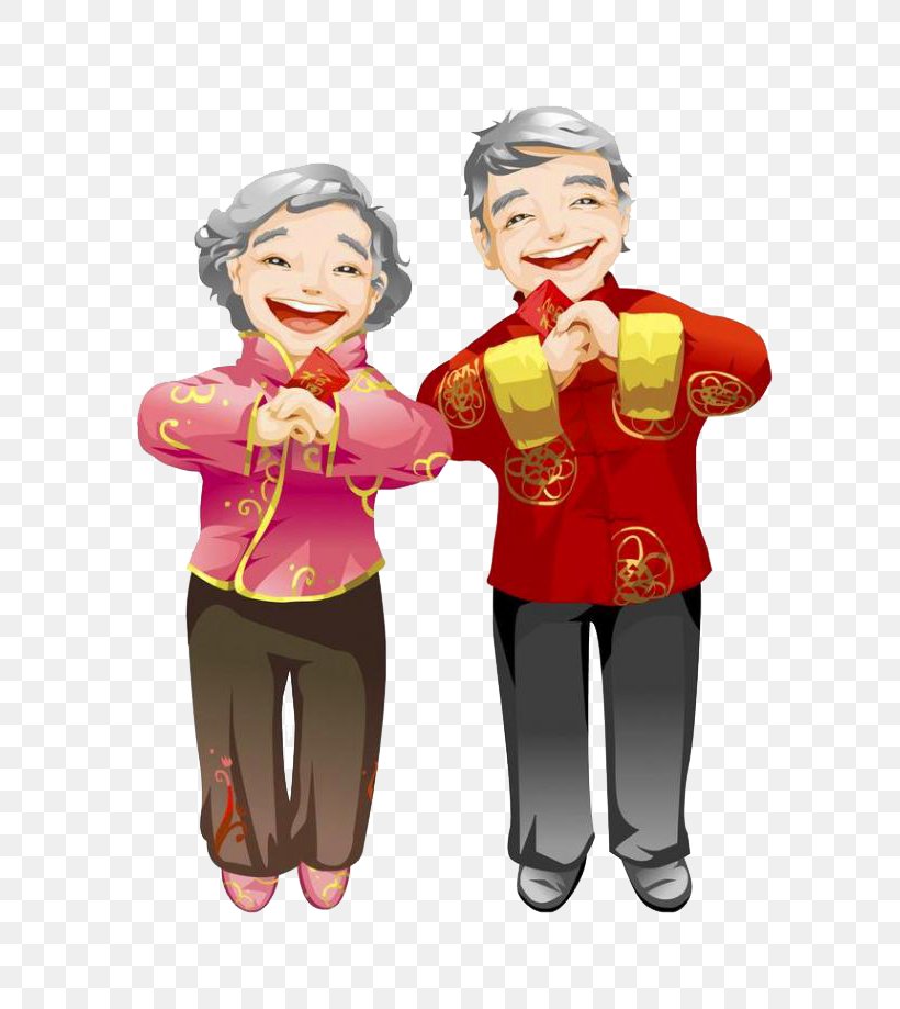 Senior Couple Chinese New Year Red Envelope Illustration, PNG, 650x919px, Chinese New Year, Arm, Art, Boy, Cartoon Download Free