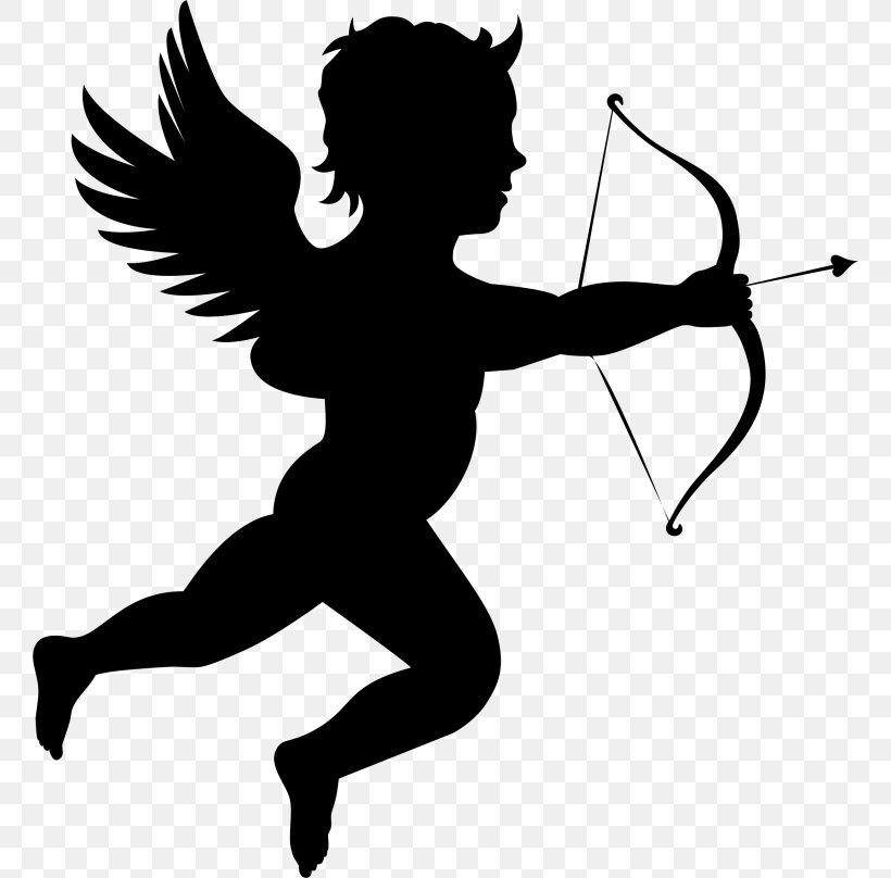 Cupid Silhouette Cherub Clip Art, PNG, 760x808px, Cupid, Angel, Arm, Black And White, Cherub Download Free
