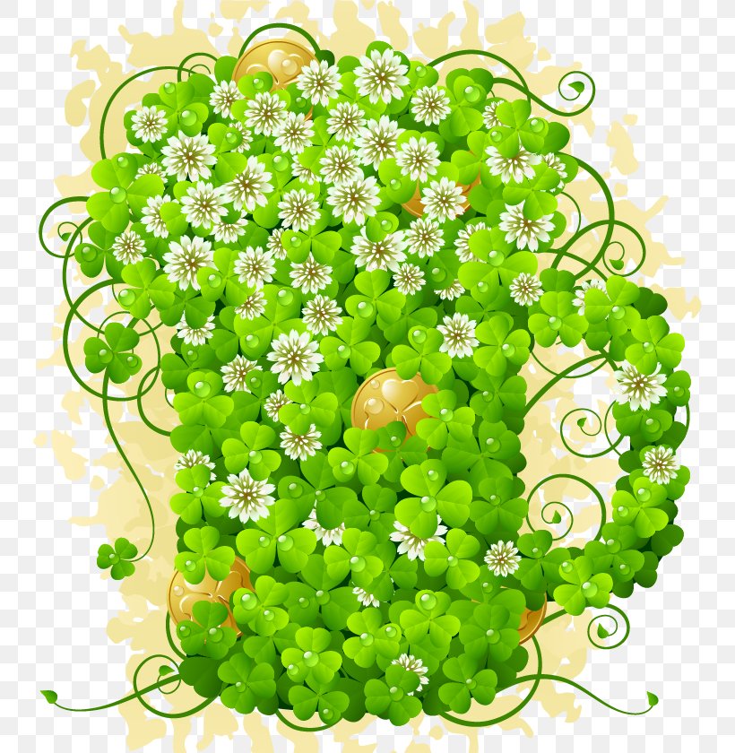 Four-leaf Clover, PNG, 746x840px, Fourleaf Clover, Annual Plant, Cartoon, Clover, Element Download Free