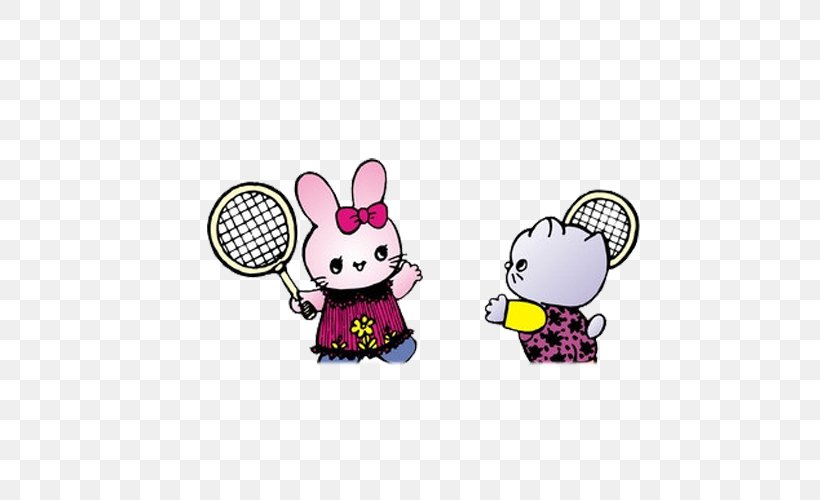Badminton Cartoon Racket, PNG, 500x500px, Badminton, Badmintonracket, Cartoon, Designer, Easter Bunny Download Free