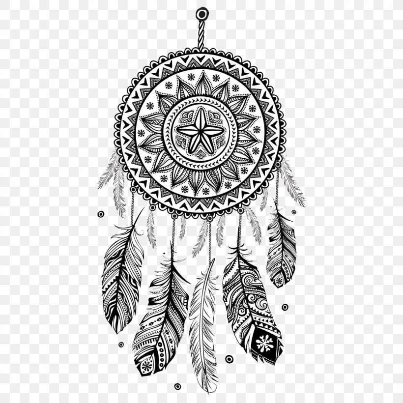 Dreamcatcher Coloring Book Mandala Drawing Decal, PNG, 1024x1024px, Dreamcatcher, Abziehtattoo, Adult, Black And White, Child Download Free