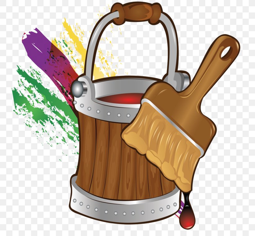 Paint Rollers Bucket Painting, PNG, 750x758px, Paint, Brush, Bucket, Cartoon, Kettle Download Free