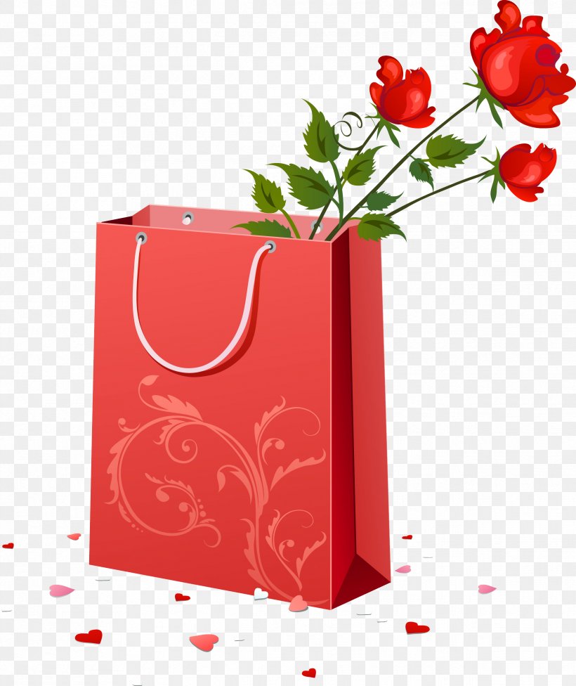 Paper Gift Bag Clip Art, PNG, 2434x2899px, Paper, Bag, Christmas Gift, Coquelicot, Floral Design Download Free