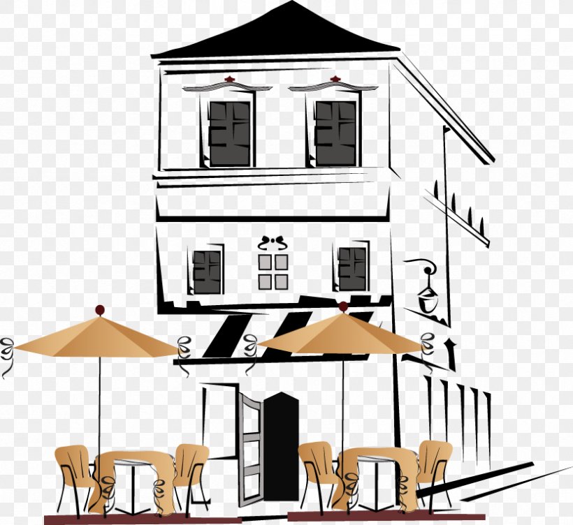 Coffee Cafe Restaurant Illustration, PNG, 833x764px, Coffee, Architecture, Brochure, Building, Cafe Download Free