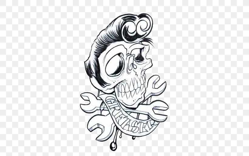 Tattoo Greaser Flash Skull Clip Art, PNG, 500x512px, Watercolor, Cartoon, Flower, Frame, Heart Download Free