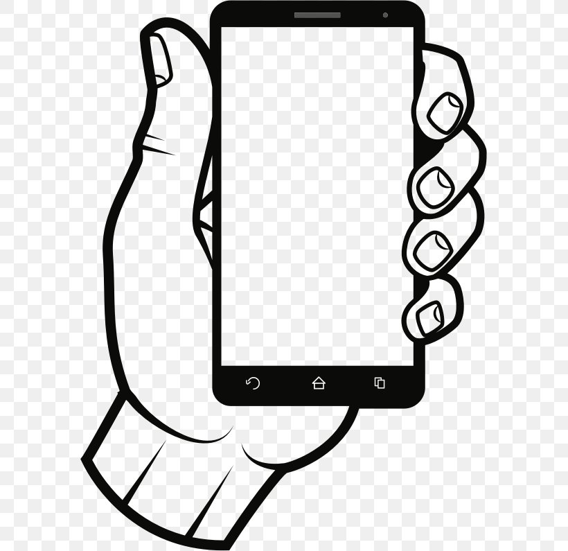 Smartphone Telephone Clip Art, PNG, 587x795px, Smartphone, Android, Area, Artwork, Black And White Download Free