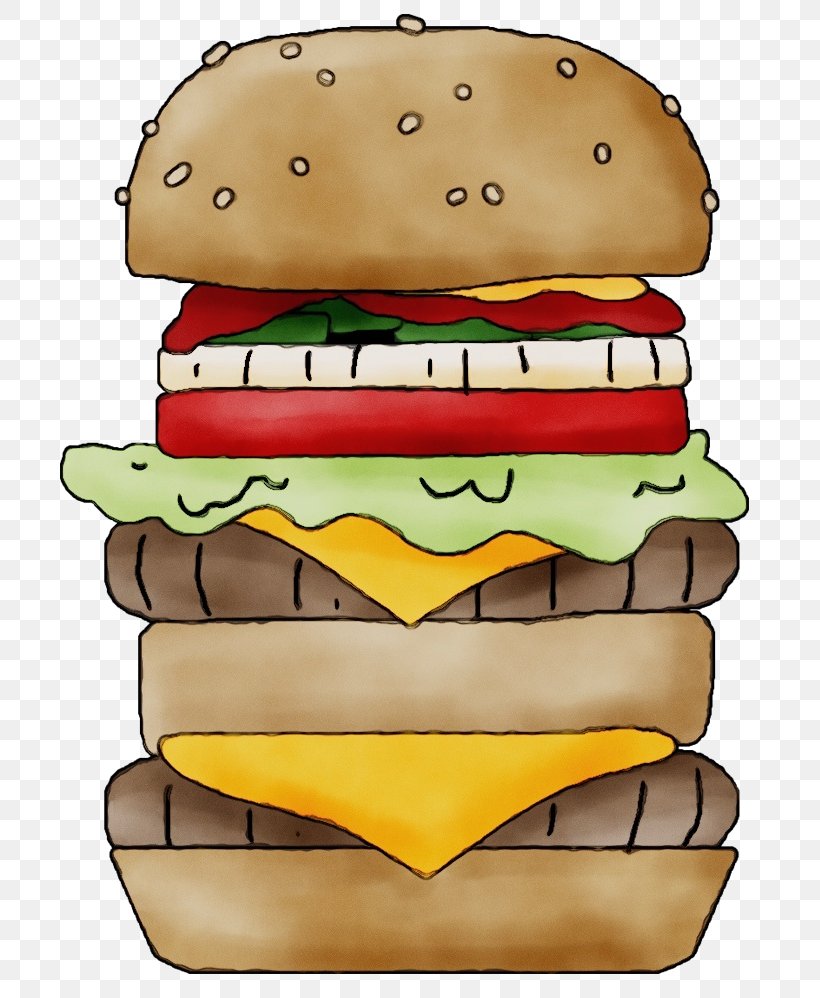 Hamburger, PNG, 720x998px, Watercolor, American Cheese, Cartoon, Cheeseburger, Fast Food Download Free