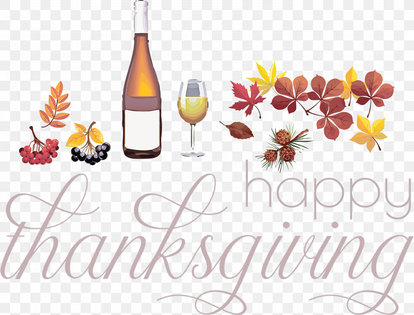 Happy Thanksgiving Thanksgiving Day Thanksgiving, PNG, 3000x2284px, Happy Thanksgiving, Bottle, Floral Design, Glass, Glass Bottle Download Free
