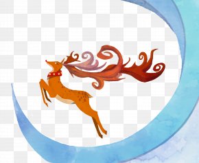 Vector Painted Deer - Reindeer Clip Art PNG