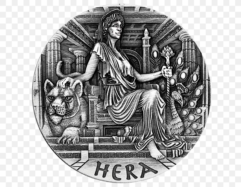 Hera Mount Olympus Silver Goddess Coin, PNG, 636x636px, Hera, Aphrodite, Black And White, Coin, Deity Download Free