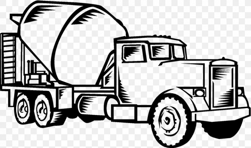Cement Mixers Concrete Clip Art, PNG, 850x503px, Cement Mixers, Architectural Engineering, Automotive Design, Betongbil, Black And White Download Free