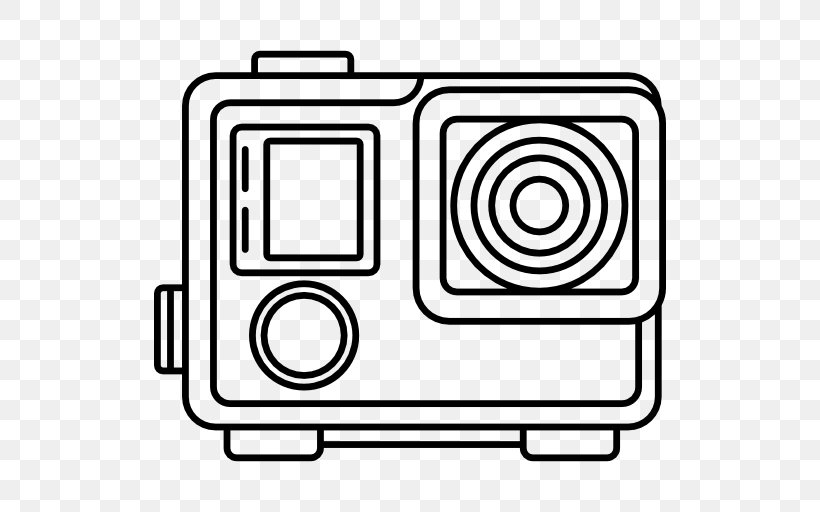 GoPro Photography Camera, PNG, 512x512px, Gopro, Area, Black And White, Camera, Line Art Download Free