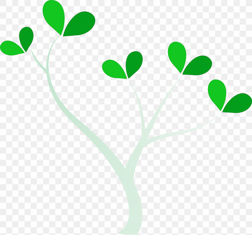 Green Leaf Plant Flower Plant Stem, PNG, 3000x2801px, Cartoon Tree, Abstract Tree, Flower, Green, Heart Download Free