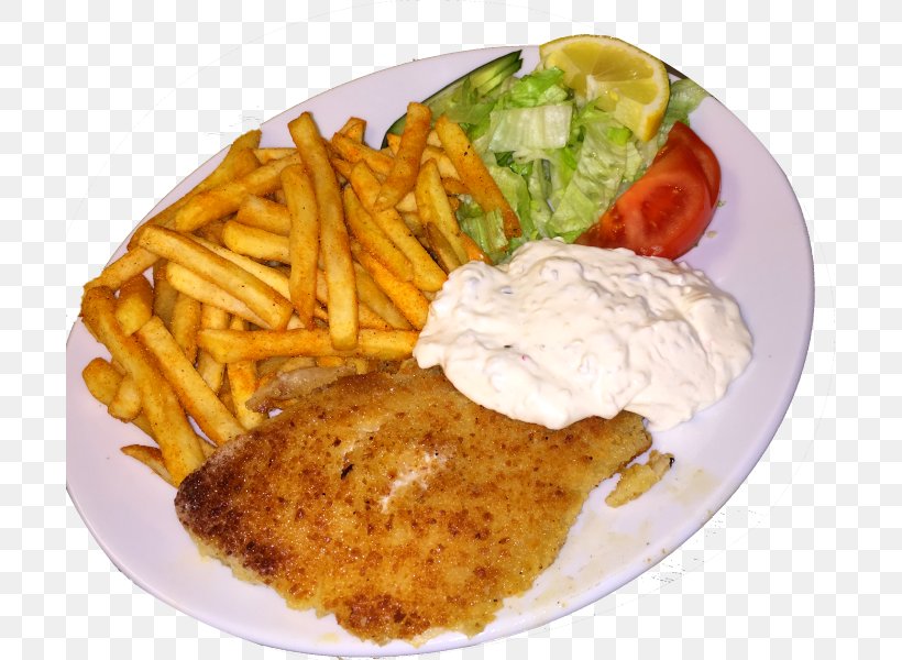 French Fries Full Breakfast Fried Chicken Schnitzel Cotoletta, PNG, 699x600px, French Fries, American Food, Breakfast, Chicken And Chips, Chicken Fried Steak Download Free