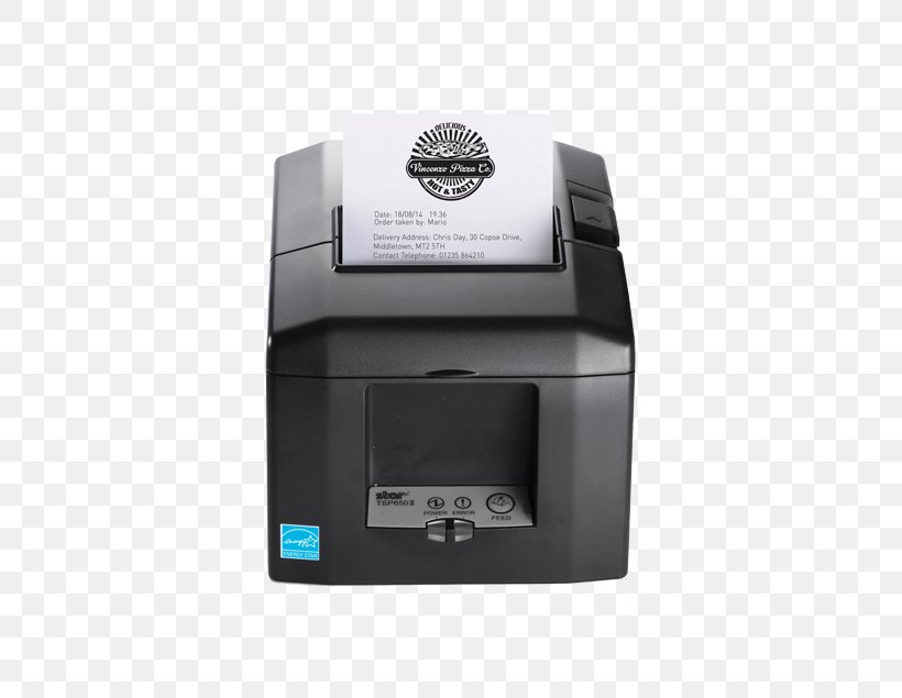 Thermal Printing Printer Point Of Sale Star Micronics Star TSP 654IIE Star TSP654II, PNG, 595x635px, Thermal Printing, Airprint, Barcode, Electronic Device, Point Of Sale Download Free