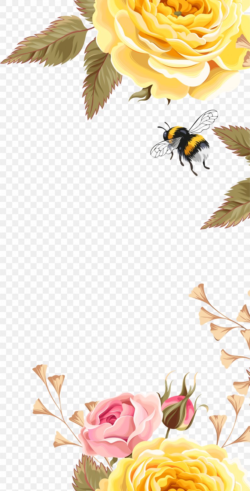 Bee Bird Flower Pattern, PNG, 3001x5877px, Bird, Art, Bee, Clip Art, Cut Flowers Download Free