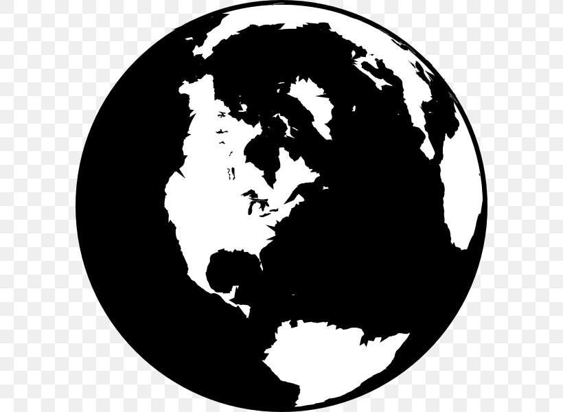 Globe Black And White World Clip Art, PNG, 600x600px, Globe, Black, Black And White, Earth, Free Content Download Free