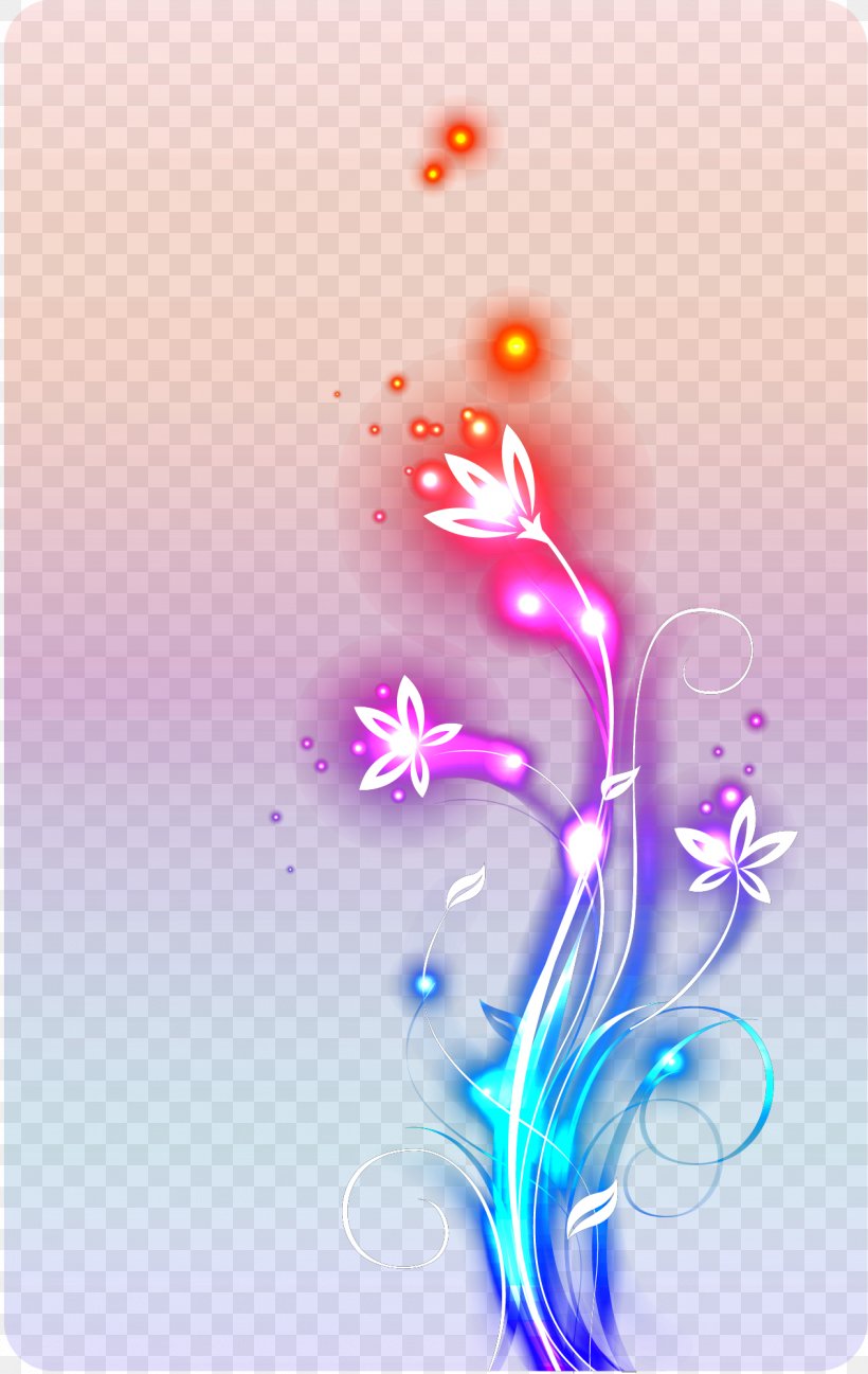 Cool Light Decorative Flowers, PNG, 1264x2000px, Light, Art, Illustration, Lamp, Luminescence Download Free