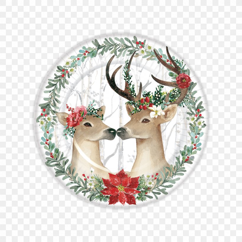 Reindeer Plate Holiday Beverage Napkins, PNG, 1200x1200px, Reindeer, Christmas Day, Christmas Decoration, Christmas Ornament, Cloth Napkins Download Free