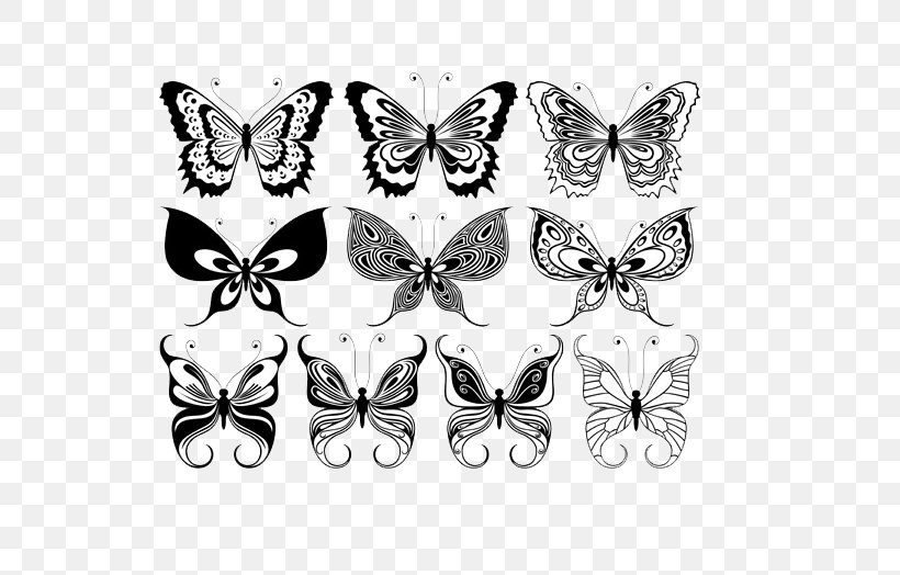 Butterfly Stencil Ornament Illustration, PNG, 603x524px, Butterfly, Art, Arthropod, Black And White, Brush Footed Butterfly Download Free