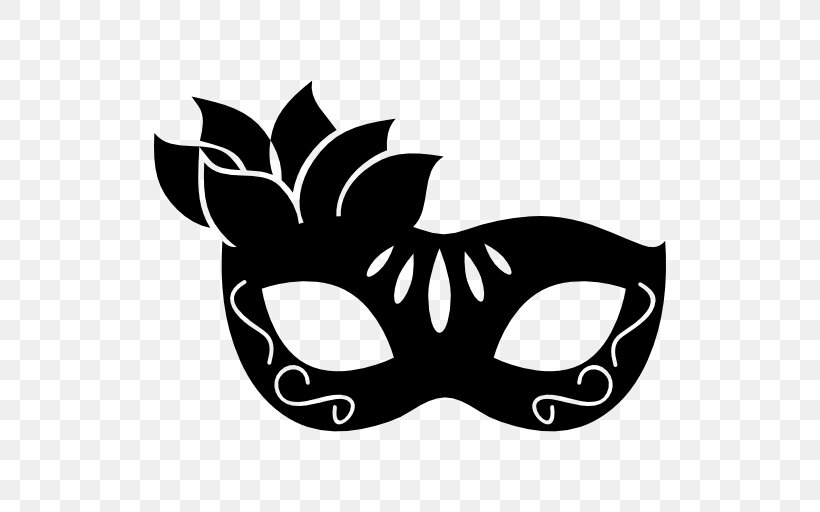 Mask Mardi Gras Silhouette Carnival, PNG, 512x512px, Mask, Black And White, Carnival, Clothing, Clothing Accessories Download Free