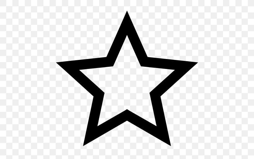 Five-pointed Star, PNG, 512x512px, Star, Area, Black And White, Fivepointed Star, Shape Download Free
