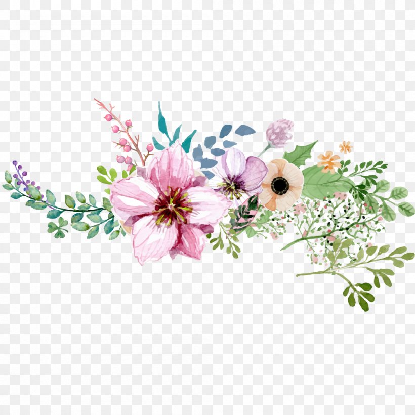 Flower, PNG, 1000x1000px, Watercolour Flowers, Blossom, Cut Flowers, Flora, Floral Design Download Free