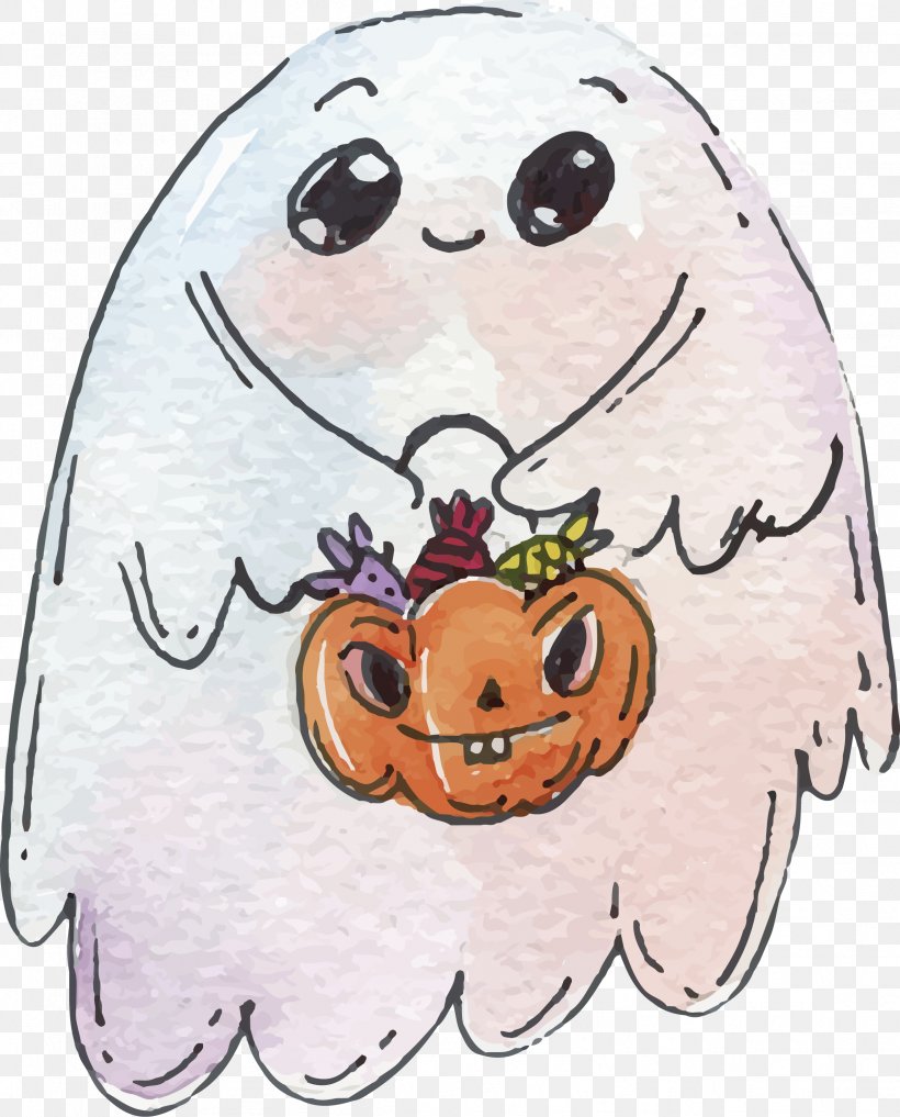 The Ghost With The Basket, PNG, 2429x3015px, Watercolor, Cartoon, Flower, Frame, Heart Download Free