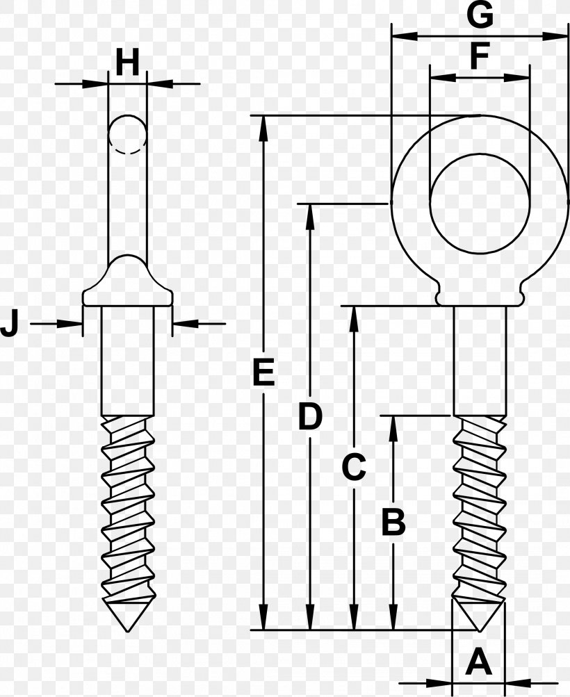 Eye Bolt Screw Thread Steel, PNG, 2131x2609px, Eye Bolt, Area, Artwork, Black And White, Bolt Download Free