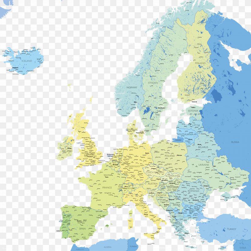 Europe Vector Map Royalty-free, PNG, 7625x7626px, Europe, Area, Border, Drawing, Map Download Free