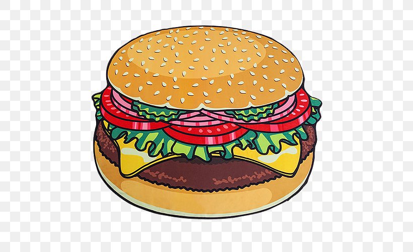 Hamburger Towel Blanket Beach Pizza, PNG, 500x500px, Hamburger, Beach, Beach Ball, Big Mouth, Blanket Download Free