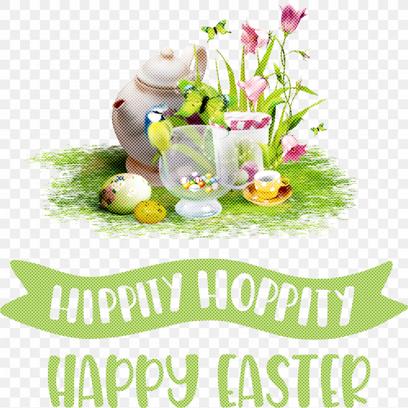 Hippity Hoppity Happy Easter, PNG, 2994x3000px, Hippity Hoppity, Cut Flowers, Drawing, Floral Design, Flower Download Free