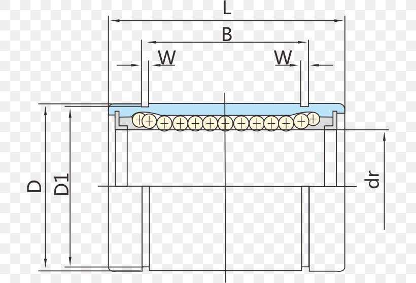 Linear-motion Bearing Linear-motion Bearing Linear Motion Rolling-element Bearing, PNG, 714x558px, Bearing, Area, Ball Bearing, Cylinder, Diagram Download Free