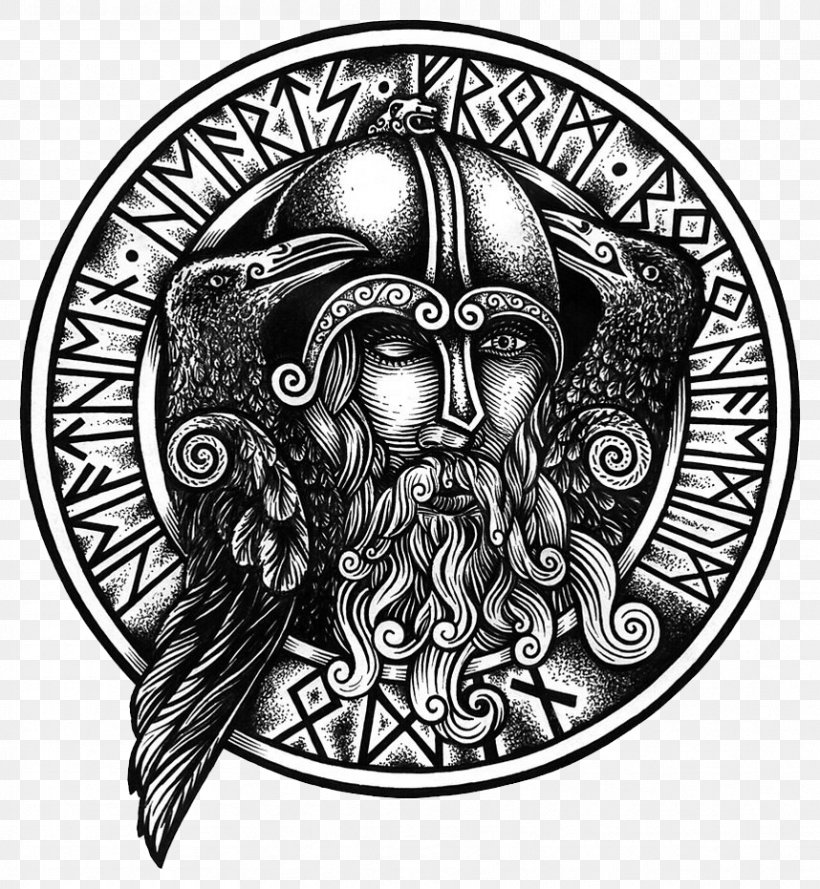 Odin Norse Mythology Runes Valknut Thor, PNG, 858x931px, Odin, Art, Black And White, Deity, Drawing Download Free