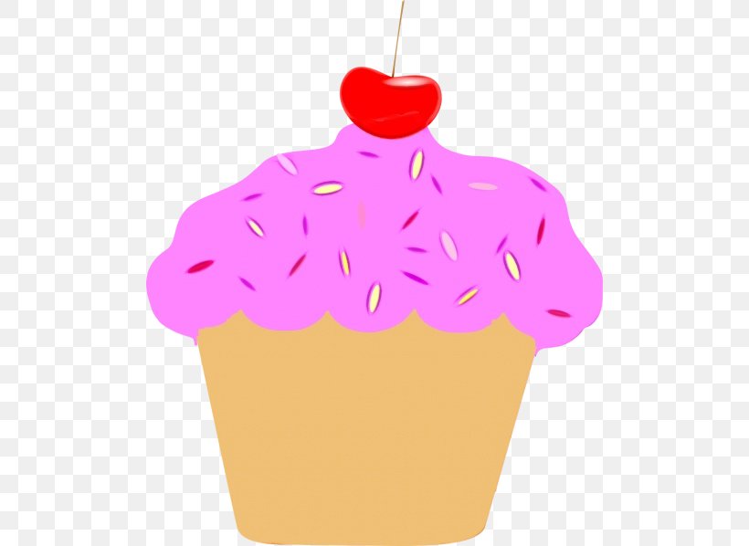 Pink Frozen Dessert Dessert Cake Cupcake, PNG, 500x598px, Watercolor, Baking Cup, Cake, Cherry, Cupcake Download Free