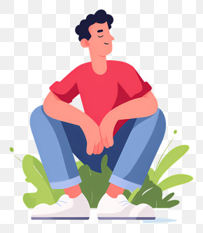Relaxed Man Sitting Outdoors PNG