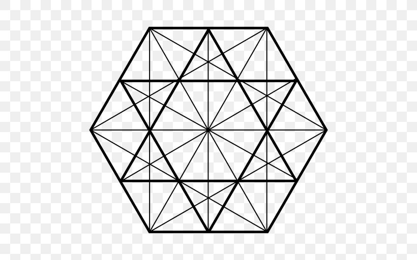 Hexagon Triangle Sacred Geometry Shape, PNG, 512x512px, Hexagon, Area, Black And White, Equilateral Triangle, Geometry Download Free