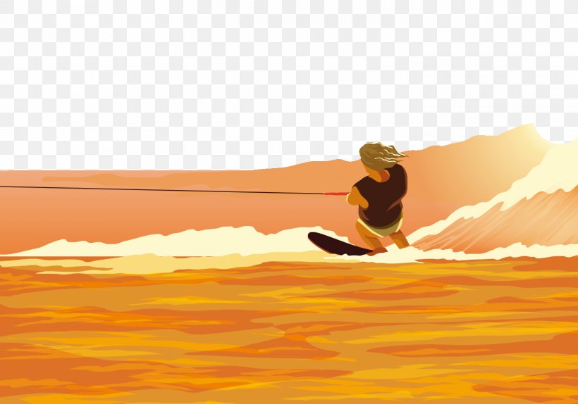 Surfing Water Skiing Download, PNG, 1400x980px, Surfing, Calm, Illustrator, Orange, Personal Water Craft Download Free