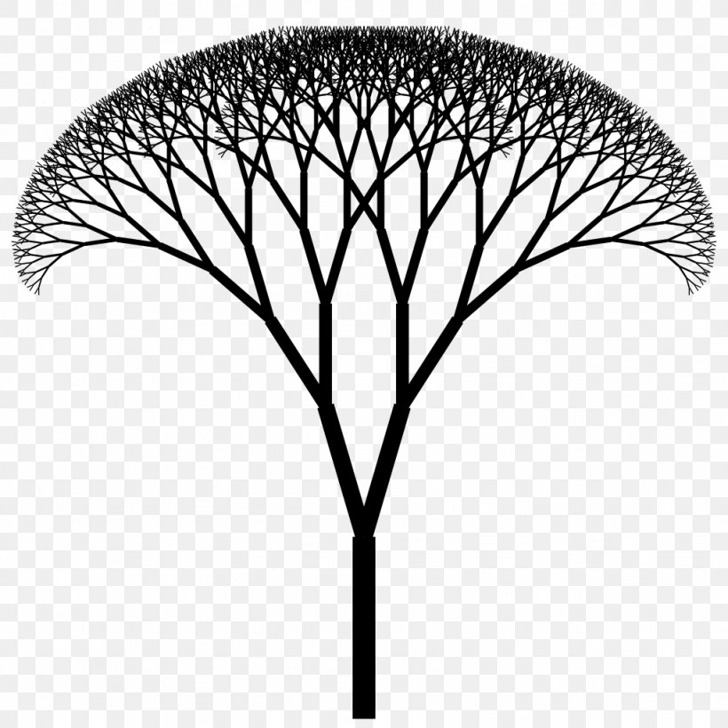 Fractal Canopy Geometry Fractal Tree Index H Tree, PNG, 1024x1024px, Fractal, Black And White, Branch, Curve, Fractal Canopy Download Free