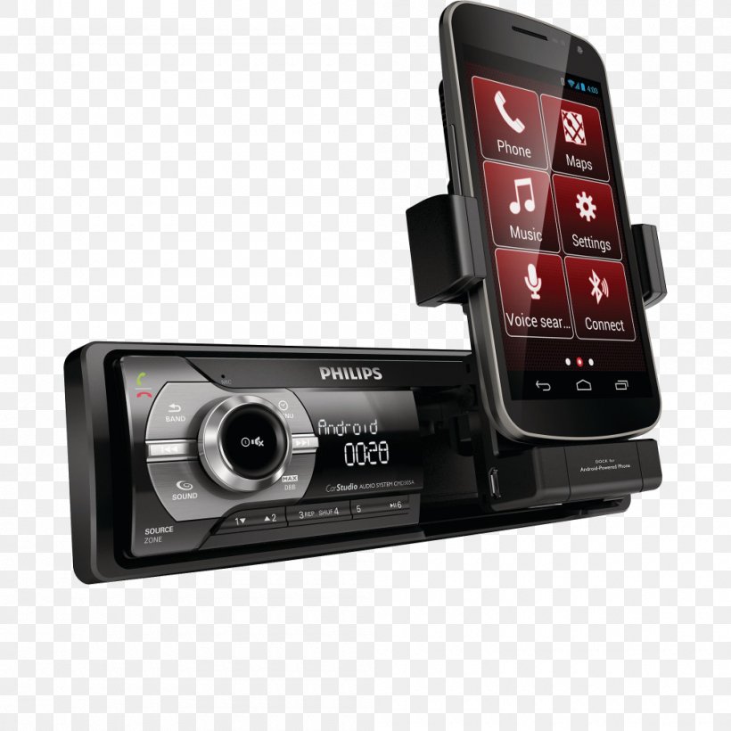 Philips CarStudio CMD305A Portable Media Player Vehicle Audio Android, PNG, 1000x1000px, Car, Android, Automotive Head Unit, Camera Accessory, Camera Lens Download Free