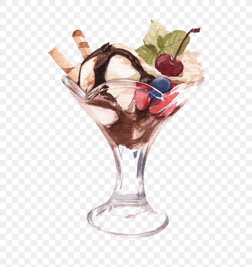 Ice Cream Parfait Tea Waffle Illustration, PNG, 658x868px, Ice Cream, Chocolate, Chocolate Syrup, Cocktail Garnish, Dairy Product Download Free